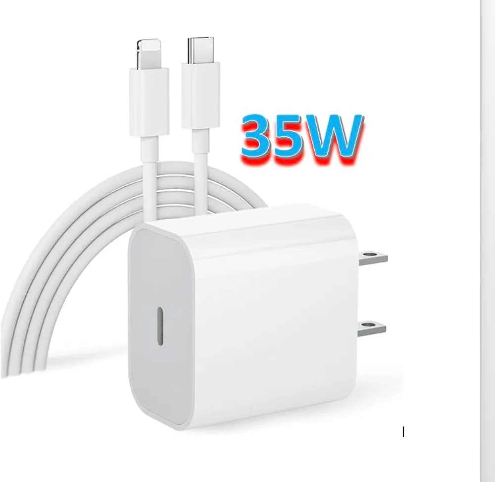 35W PD Fast Charger Adapter with Cable for Android & iPhone  16, 15, 14, 13, 11 Pro Max (Type-C & Lightning)